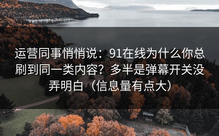 运营同事悄悄说：91在线为什么你总刷到同一类内容？多半是弹幕开关没弄明白（信息量有点大）